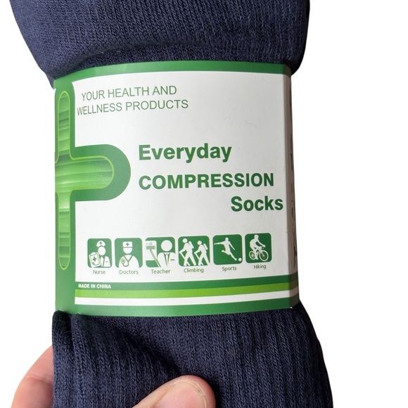 Everyday Compression Socks 3 Pairs Bamboo Co. 10-13 Navy Knee High NEW - Picture 1 of 5